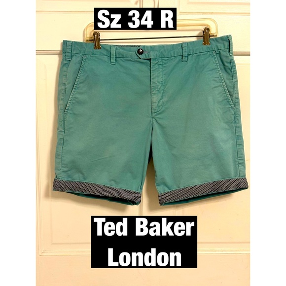 Ted‎ Baker London Teal Mens Shorts with decorative Hem Sz 34 R - Picture 1 of 7